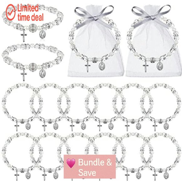 Adjustable Stretch Rosary Bracelets with Mesh Bags, Religious Jewelry Gifts - Picture 2 of 8